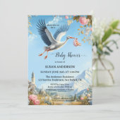 スウィートヴィンテージ芸術的コウノトリ 招待状 (スタンド正面)