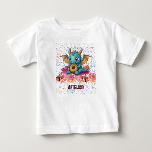 スウィートースドラゴンプリント ベビーTシャツ (正面)