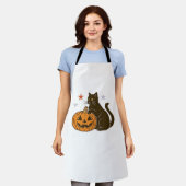 スウィート不気味ハロウィン子猫クラシックTシャツ エプロン (着用した状態)