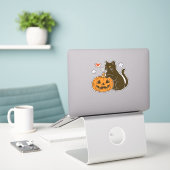 スウィート不気味ハロウィン子猫クラシックTシャツ シール (デスク上のノートパソコン)