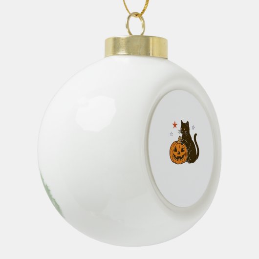 スウィート不気味ハロウィン子猫クラシックTシャツ セラミックボールオーナメント (左)