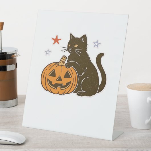 スウィート不気味ハロウィン子猫クラシックTシャツ 台座サイン (インサイチュ)