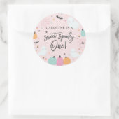 スウィート不気味ワン誕生日パーティーラウンドステッカー ラウンドシール (バッグ)