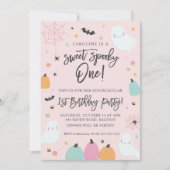 スウィート不気味ワン1歳の誕生日パーティの招待状 招待状 (正面)