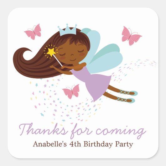 スウィート妖精の国プリンセスガールズ誕生日 スクエアシール (正面)