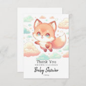 スウィート威厳のあるキツネベビーシャワー サンキューカード (正面/裏面)