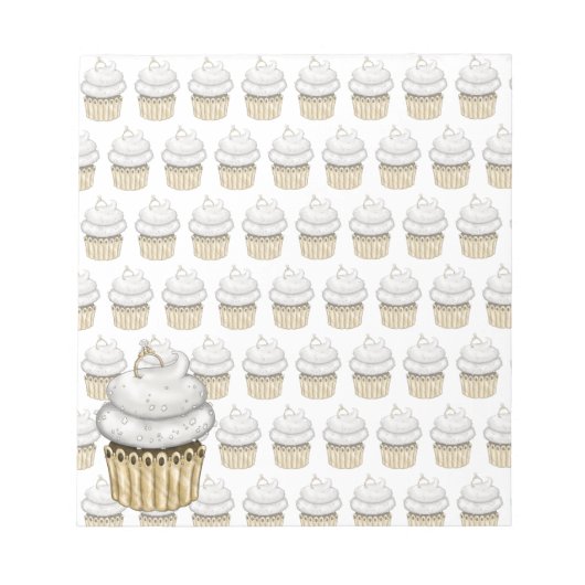 スウィート婚約カップケーキ ノートパッド (正面)