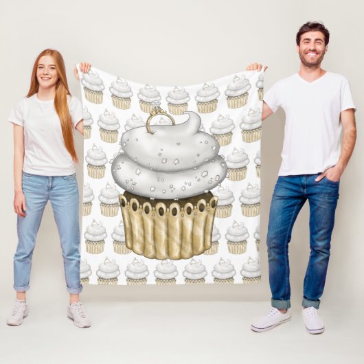 スウィート婚約カップケーキ フリースブランケット (インサイチュ)