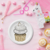 スウィート婚約カップケーキ ペーパープレート (パーティー)