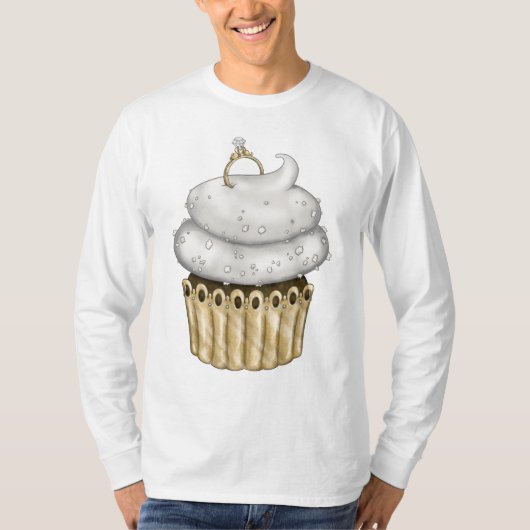 スウィート婚約カップケーキ Tシャツ (正面)