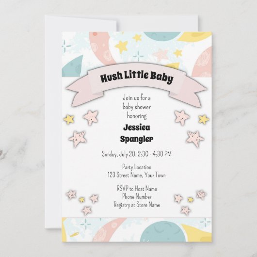 スウィート子供部屋ライムベビーシャワー招待状 招待状 (正面)