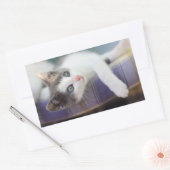 スウィート子猫インプレイドベッド 長方形シール (封筒)