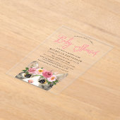 スウィート子猫ガールベビーシャワー アクリル招待状 (レイダウン)