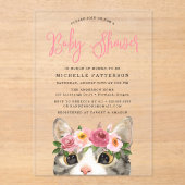 スウィート子猫ガールベビーシャワー アクリル招待状 (正面)