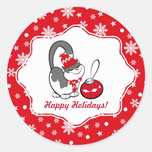 スウィート子猫クリスマス ラウンドシール (正面)