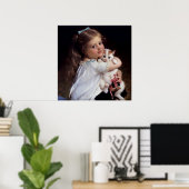 スウィート小さな女の子と彼女の子猫 ポスター (ホームオフィス)