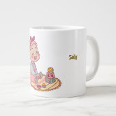スウィート小さな女の子ハッピーバースデー ジャンボコーヒーマグカップ (正面右)