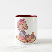 スウィート小さな女の子ハッピーバースデー ツートーンマグカップ (中央)
