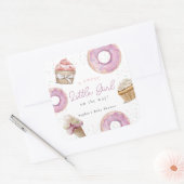 スウィート小さな女の子ピンクカップケーキ&ドーナツ赤ちゃんシャワー スクエアシール (封筒)