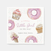 スウィート小さな女の子ピンクカップケーキ&ドーナツ赤ちゃんシャワー スタンダードカクテルナプキン (正面)