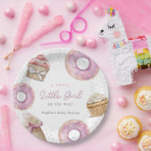 スウィート小さな女の子ピンクカップケーキ&ドーナツ赤ちゃんシャワー ペーパープレート (パーティー)