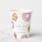 スウィート小さな女の子ピンクカップケーキ&ドーナツ赤ちゃんシャワー 紙コップ (裏面)
