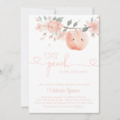 スウィート小さな女の子ピーチベビーシャワー 招待状 (正面)