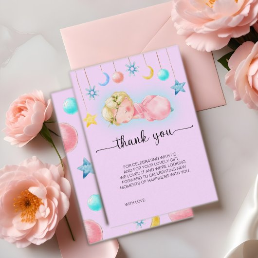 スウィート小さな女の子ベビーシャワーサンキューカード エンクロージャーカード