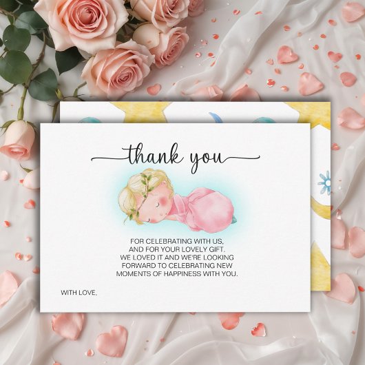 スウィート小さな女の子ベビーシャワーサンキューカード 招待状