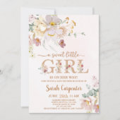 スウィート小さな女の子ベビーシャワー招待状 招待状 (正面)