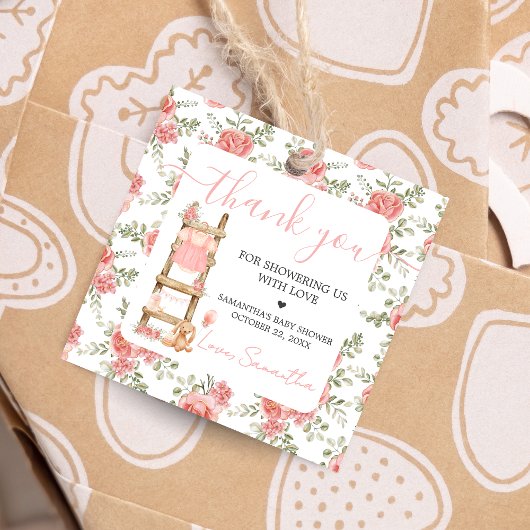 スウィート小さな女の子ボホベイビーシャワースクエア フェイバータグ