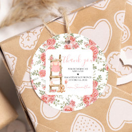 スウィート小さな女の子ボホベイビーシャワーラウンド フェイバータグ