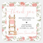 スウィート小さな女の子ボホベイビーシャワー スクエアシール (正面)