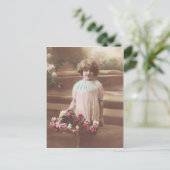 スウィート小さな女の子ポートレート1910sヴィンテージポストカード ポストカード (スタンド正面)