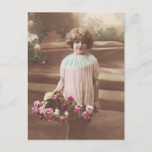 スウィート小さな女の子ポートレート1910sヴィンテージポストカード ポストカード (正面)