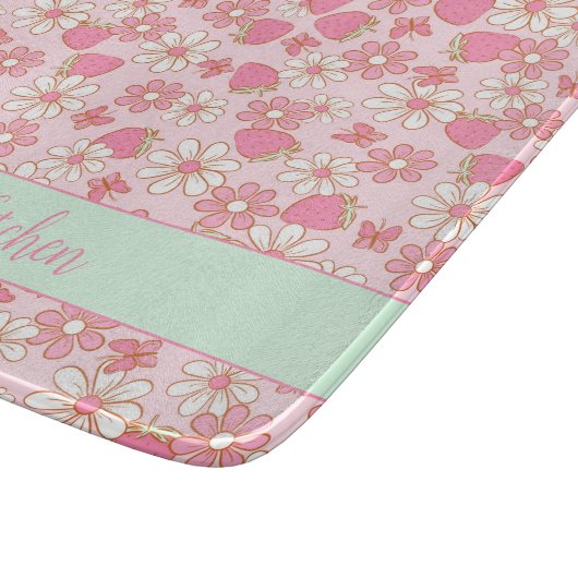 スウィート春いちごパーソナライズされた カッティングボード (角)