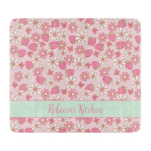 スウィート春いちごパーソナライズされた カッティングボード (正面)
