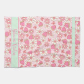 スウィート春いちごパーソナライズされた キッチンタオル (横)