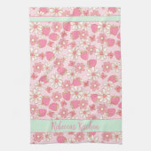 スウィート春いちごパーソナライズされた キッチンタオル (縦)