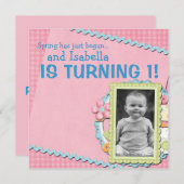 スウィート春サマーファースト誕生日 招待状 (正面/裏面)