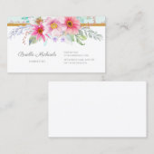 スウィート春フローラピンクと淡い色のターコイズ 名刺 (正面/裏面)