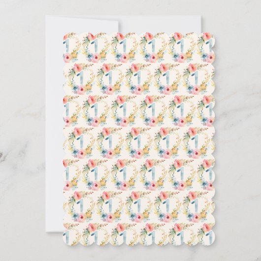 スウィート春フローラファースト誕生日 招待状 (裏面)