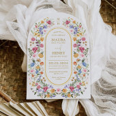 スウィート春ワイルドフラワーメドーガーデンアー結婚チーズ 招待状