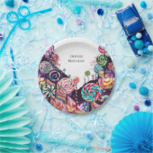 スウィート棒つきキャンデーキャンディランド誕生日 ペーパープレート (パーティー)