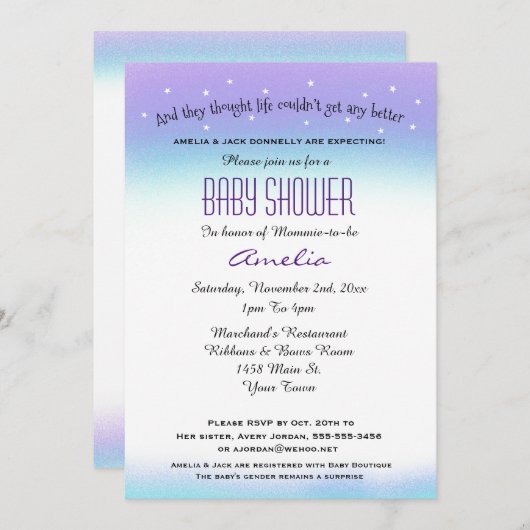 スウィート気持ちベビーシャワー招待状 招待状 (正面/裏面)