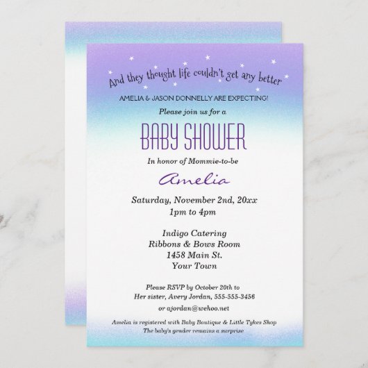 スウィート気持ちベビーシャワー招待状 招待状 (正面/裏面)