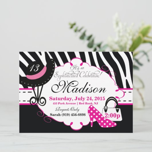 スウィート洗練ディバ誕生日招待状 招待状 (スタンド正面)