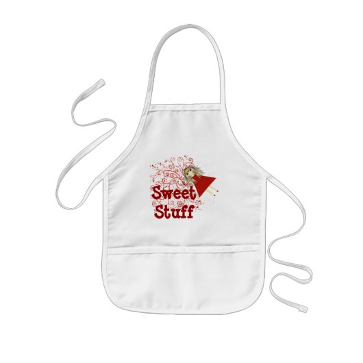 スウィート物アニメガールハート杖 子供用エプロン (正面)
