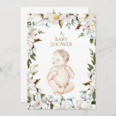 スウィート生まれたばかりのベビーフローラベビーシャワー 招待状 (正面/裏面)