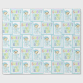 スウィート男の赤ちゃんインブルーベビーシャワーキュートパステル ラッピングペーパー (フラット)